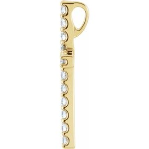 14K Yellow Gold 5/8 CTW Lab-Grown Diamond Petite Cross Pendant