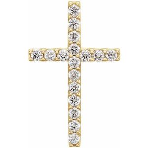 14K Yellow Gold 1/5 CTW Natural Diamond Petite Cross Pendant