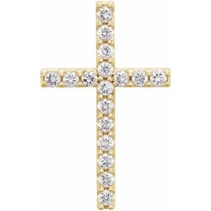 14K Yellow Gold 1/4 CTW Natural Diamond Petite Cross Pendant