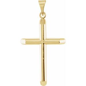 14K Yellow Gold 33.25x19 mm Unadorned Cross Pendant