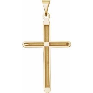 14K Yellow Gold 33.25x19 mm Unadorned Cross Pendant