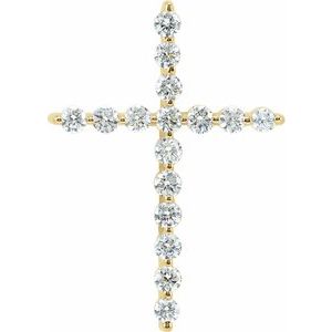 14K Yellow Gold 1 1/4 CTW Natural Diamond Cross Pendant