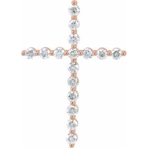 14K Rose Gold 1 3/8 CTW Natural Diamond Cross Pendant