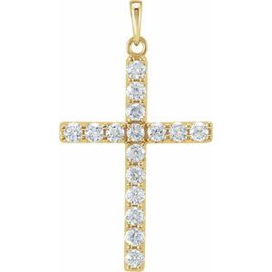 14K Yellow Gold 3/4 CTW Lab-Grown Diamond Cross Pendant