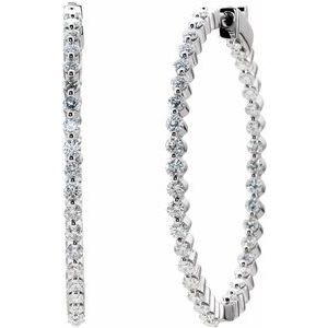 14K White Gold 3 CTW Natural Diamond Inside-Outside Hinged 41.9 mm Hoop Earrings