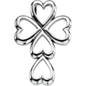 14K White Gold 28.75x20 mm Heart Cross Pendant