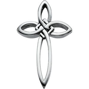 14K White Gold 36.25x23.75 mm Cross Pendant