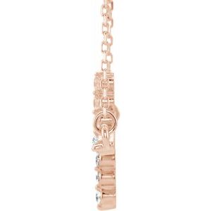 14K Rose Gold 1/5 CTW Natural Diamond Sideways Cross 16-18" Necklace