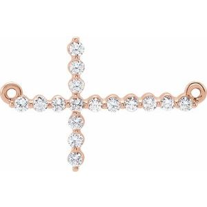 14K Rose Gold 1/4 CTW Natural Diamond Sideways Cross Necklace Center