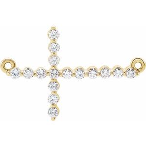 14K Yellow Gold 1/4 CTW Natural Diamond Sideways Cross Necklace Center