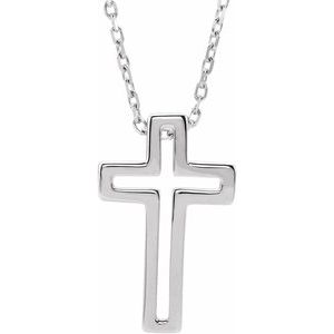 Platinum Open Cross 16-18" Necklace