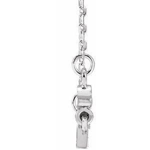 14K White Gold Natural Pink Tourmaline Sideways Cross 16-18" Necklace