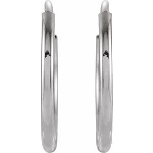 14K White Gold Endless Tube 12 mm Hoop Earring