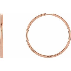 14K Rose Gold Hinged 38 mm Hoop Earrings