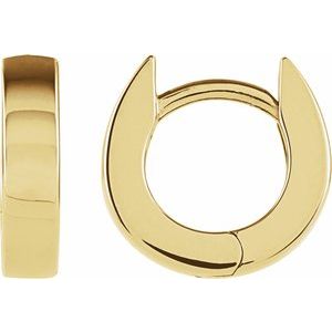 14K Yellow Gold Hinged 10.2 mm Hoop Earrings
