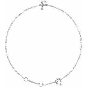14K White Gold .05 CTW Natural Diamond Initial F 6-7" Bracelet