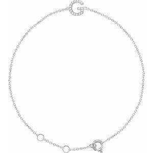 14K White Gold .05 CTW Natural Diamond Initial G 6-7" Bracelet