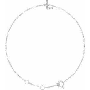14K White Gold .04 CTW Natural Diamond Initial L 6-7" Bracelet