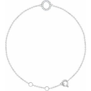 14K White Gold .06 CTW Natural Diamond Initial O 6-7" Bracelet