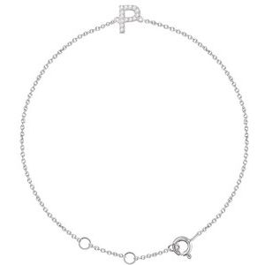 14K White Gold .05 CTW Natural Diamond Initial P 6-7" Bracelet