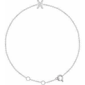 14K White Gold .04 CTW Natural Diamond Initial X 6-7" Bracelet