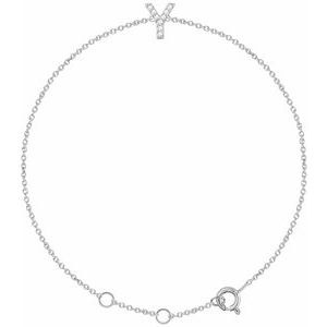14K White Gold .04 CTW Natural Diamond Initial Y 6-7" Bracelet