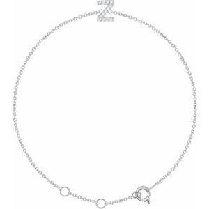 14K White Gold .06 CTW Natural Diamond Initial Z 6-7" Bracelet