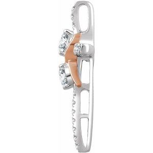 14K White/Rose Gold 1/3 CTW Natural Diamond Cross Pendant