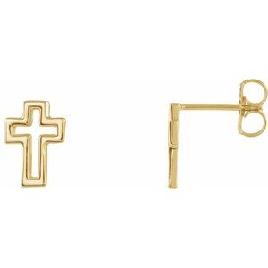 14K Yellow Gold Open Cross Earring