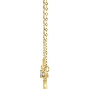 14K Yellow Gold 1/10 CTW Natural Diamond Sideways Cross 16-18" Necklace