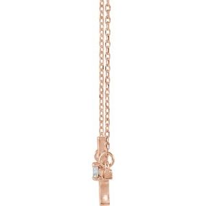 14K Rose Gold 1/10 CTW Natural Diamond Sideways Cross 16-18" Necklace