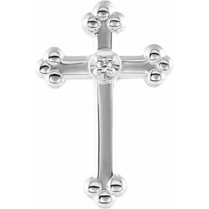 14K White Gold .005 CT Natural Diamond Cross Lapel Pin