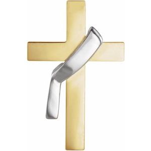 14K Yellow/White Gold Deacon's Cross Lapel Pin