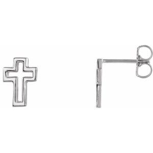 Platinum Open Cross Earring
