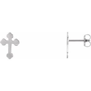 14K White Gold Cross Earrings