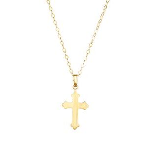 14K Yellow Gold Cross 15" Necklace