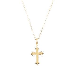 14K Yellow Gold Cross 15" Necklace