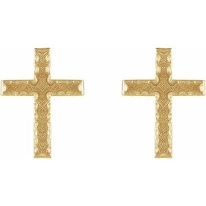 14K Yellow Gold 13x9 mm Cross Earrings