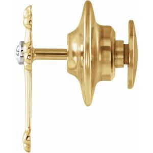 14K Yellow/White Gold .005 CT Natural Diamond Cross Lapel Pin