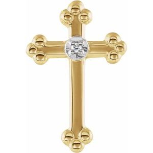 14K Yellow/White Gold .005 CT Natural Diamond Cross Lapel Pin