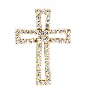 14K Yellow Gold 1/2 CTW Natural Diamond Cross Pendant