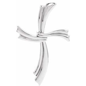 14K White Gold 49.25x30.5 mm Modern Cross Pendant