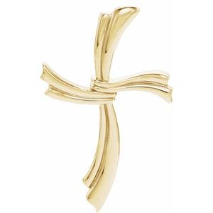 14K Yellow Gold 49.25x30.5 mm Modern Cross Pendant