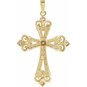 14K Yellow Gold 5/8 CTW Natural Diamond Cross Pendant