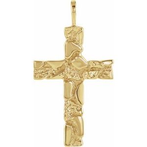 18K Yellow Gold Nugget Cross Pendant