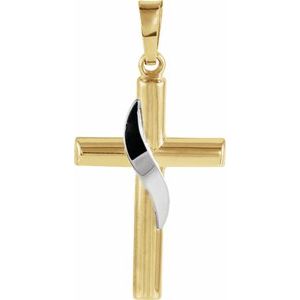 14K Yellow/White Gold 20.5x14 mm Cross Pendant