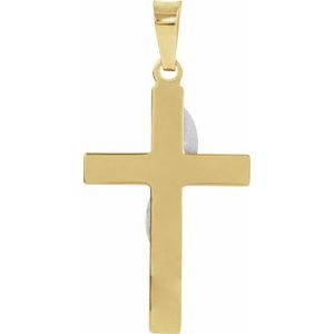 14K Yellow/White Gold 20.5x14 mm Cross Pendant