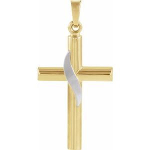 14K Yellow/White Gold 25x16 mm Cross Pendant