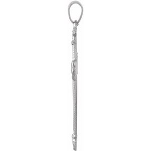 14K White Gold 25x16 mm Cross Pendant