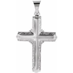 14K White Gold 26x18 mm Cross Pendant